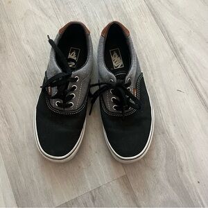 Kids Vans, color: Black,Gray, brown leather on heel, Size: 3.5